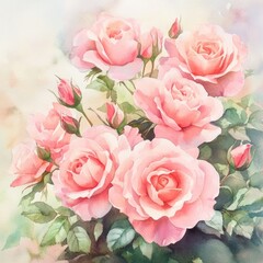 Obraz premium Pink Roses in a Vase