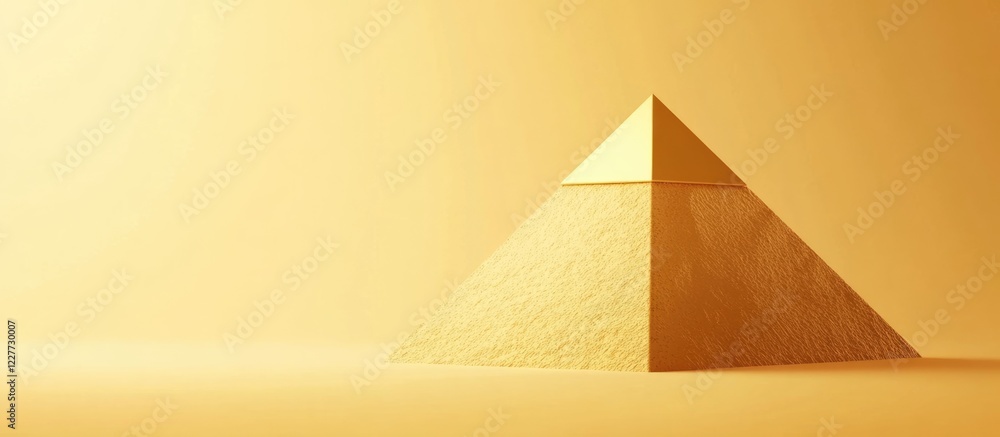Aufkleber golden pyramid and rectangular pyramid with empty space for text and design elements in a warm yello