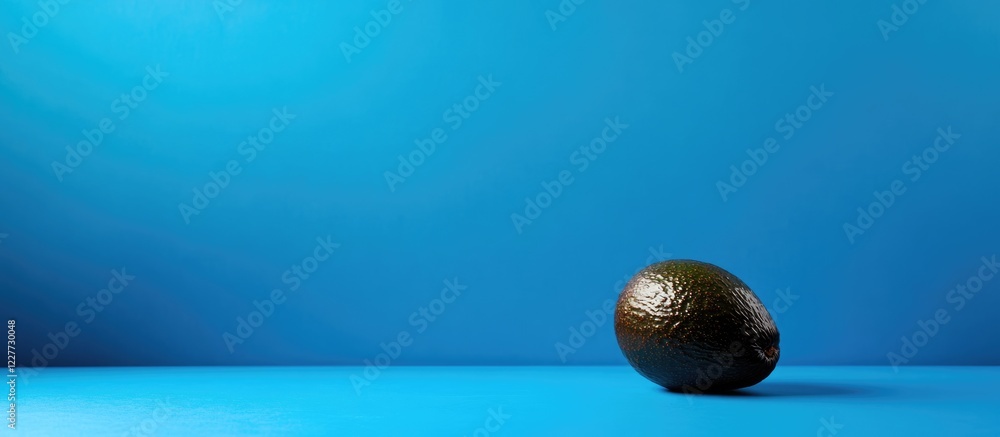 Poster avocado on vibrant blue background with ample empty space for text and design elements ideal for hea