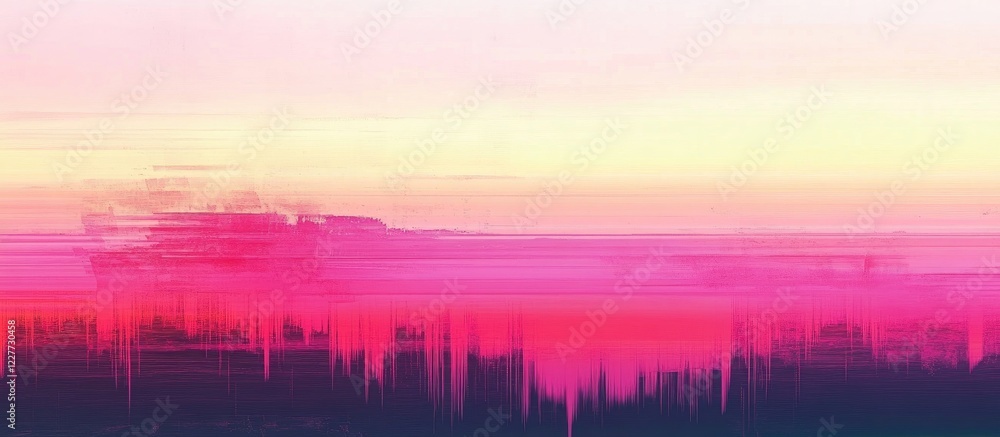 Poster vibrant glitch abstract background with gradient landscape and copy space for text in bold vivid col