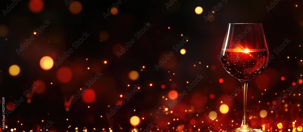 Poster elegant glass of red wine surrounded by festive bokeh lights creating a warm and inviting atmosphere