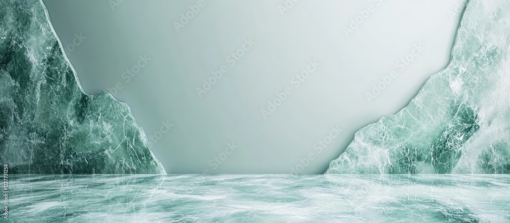 Poster elegant mint green marble texture background with ample space for text and design elements in a sere