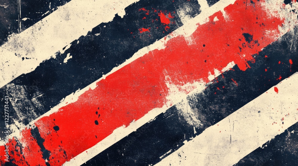 Poster grunge texture with distressed stripes in red and black on light background for abstract design elem