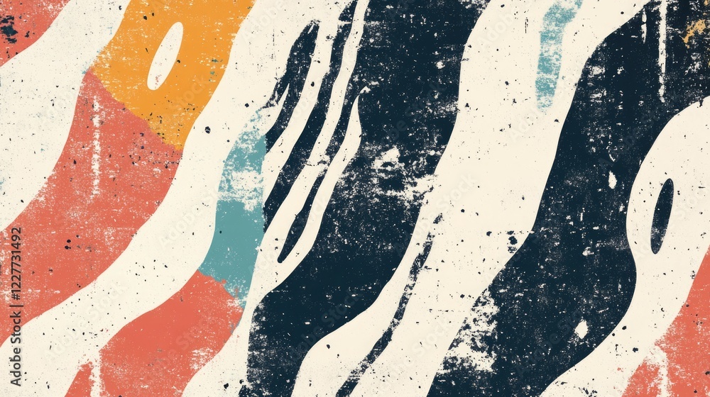 Poster abstract sliced grunge patterns with retro colors on a light background for artistic and creative de