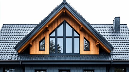 Obraz premium Modern House with Dormer Window and Dark Gray Roof