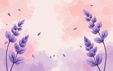 Serene Lavender Watercolor Floral Design Purple Flowers Soft Pastel Background Botanical