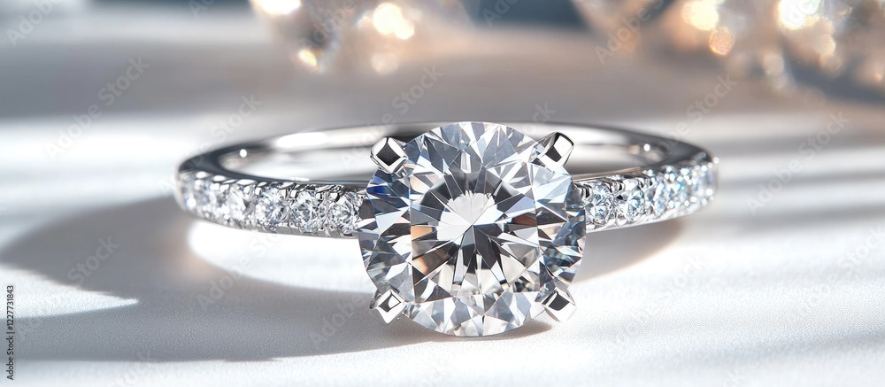 Poster elegant engagement ring displaying radiance and luxury with ample space for custom text and promotio