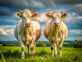 Champion Charolais Heifers Show Cattle, Prize Winning Livestock, Agricultural Fair, Farming, Beef Cattle