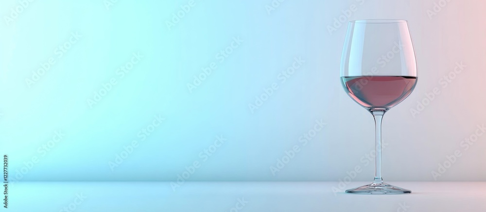 Poster elegant glass of red wine on colorful gradient background with ample space for text and creative des