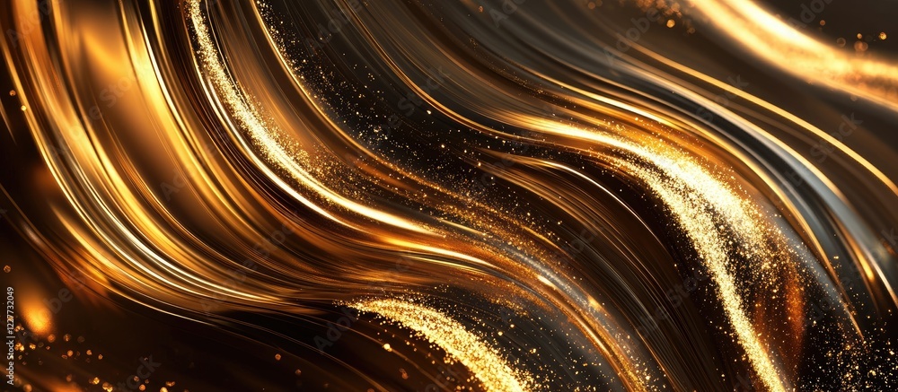 Poster glittering gold abstract background with flowing brush strokes ideal for text overlay and elegant de