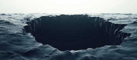 Mysterious Abyss in Dark Waters with Open Space for Text and Imagery Reflection