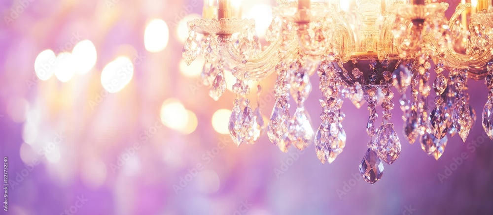 Poster elegant chandeliers illuminating a luxurious wedding venue with a soft color palette and ample blank