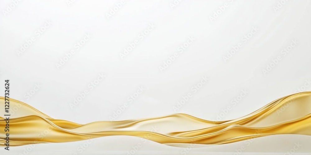 Poster elegant golden frame mockup with smooth wave design on white background ideal for art deco styled di
