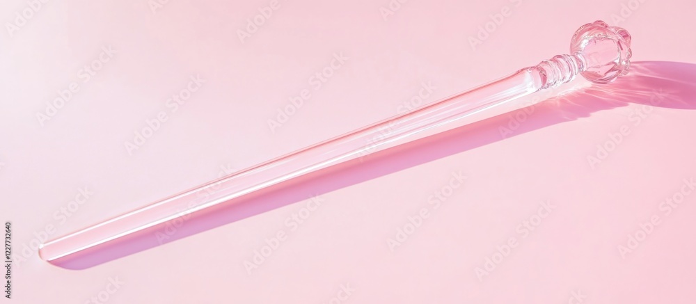 Poster glass wand on soft pink background with ample copy space for creative text and design elements