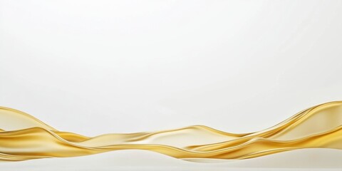 Obraz premium Elegant Golden Frame Mockup with Smooth Wave Design on White Background Ideal for Art Deco Styled Displays and Text Insertion