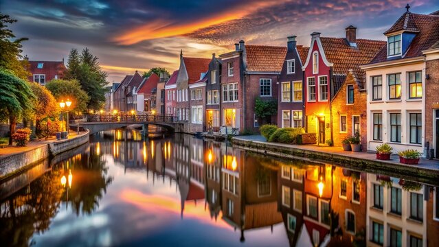 Charming Canal Houses, Appingedam, Netherlands:  Historic Dutch Architecture along Waterways
