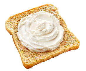 torrada integral com cream cheese isolado em fundo transparente