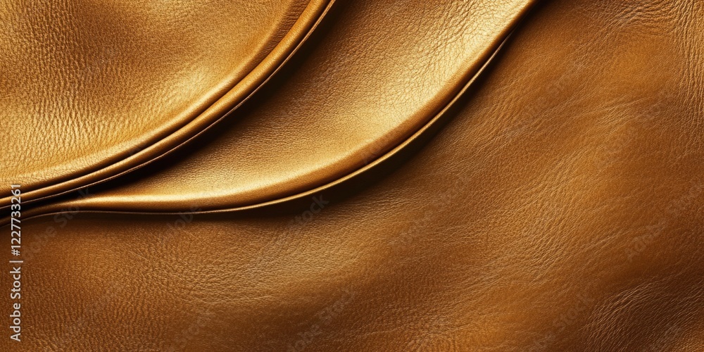 Poster luxurious golden leather texture background with soft curves and space for text or branding