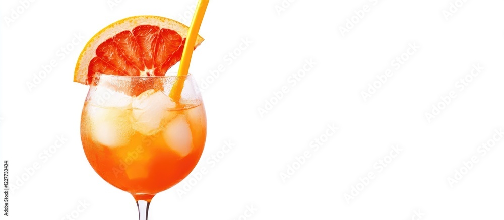 Poster refreshing summer cocktail with grapefruit juice and aperol garnished with a citrus slice and empty 