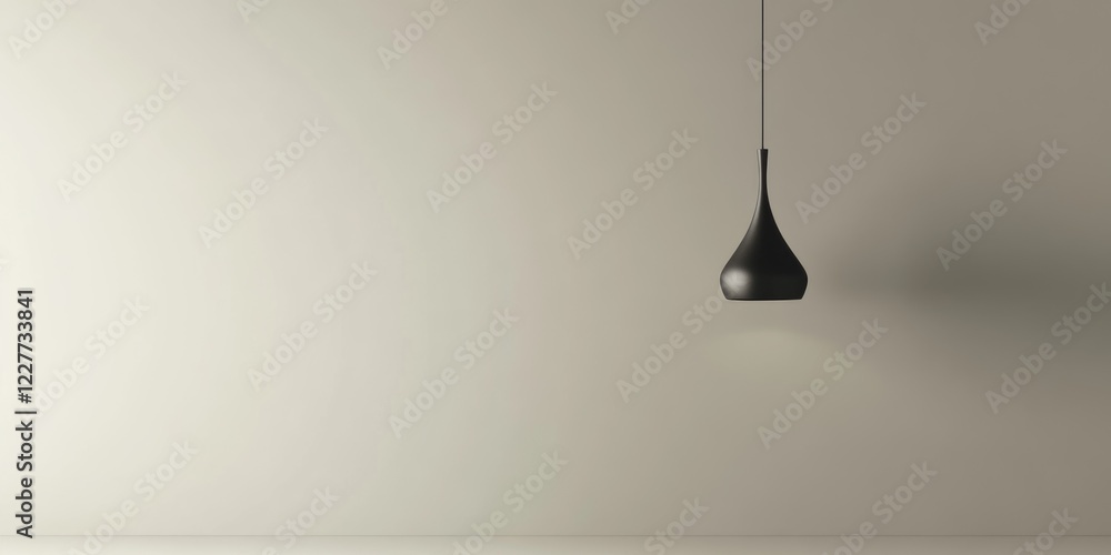 Poster elegant hanging lamp against a minimalist wall creating ample space for text or design in a modern i