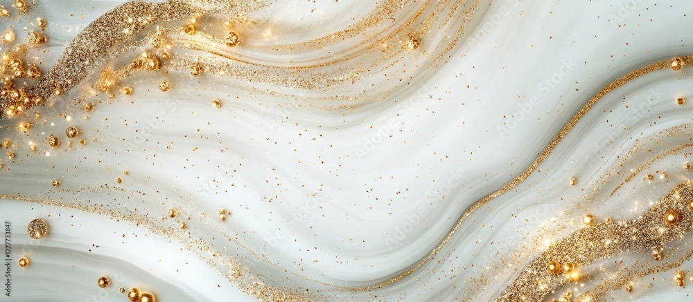 Poster elegant golden glitter background with smooth waves and space for text or branding