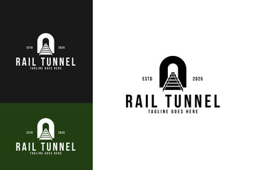 Rail tunnel logo design template vector illustration idea