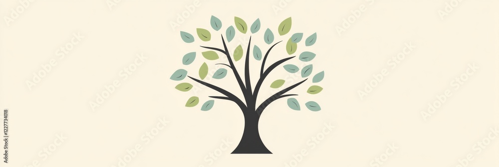Poster decorative tree icon showcasing branches and leaves suitable for nature themed design elements in di