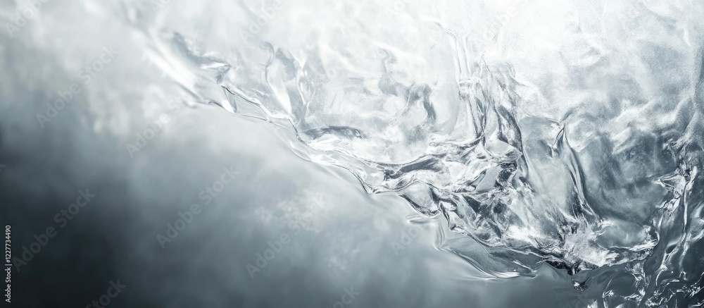 Poster glistening icy texture of melting glacier water creating a serene background with ample space for te
