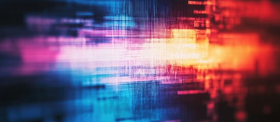 Glitchy distorted television screen background with colorful static noise and ample copy space for text or graphic overlay