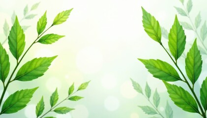 Sprigs of lush green foliage on a clean white background, branches, plants