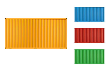 Set of cargo containers for transport of goods isolated on white background. Vector stock