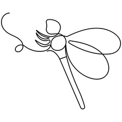 Dragonfly icon  continuous one line drawing  outline vector illustration 