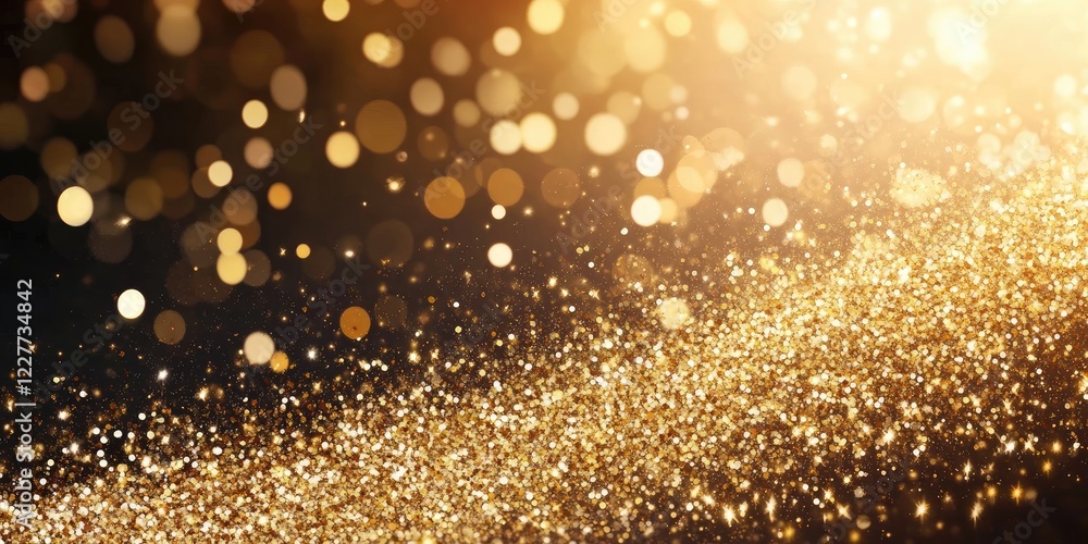 Aufkleber elegant gold glitter background with bokeh lights for creative projects and customizable text or bra