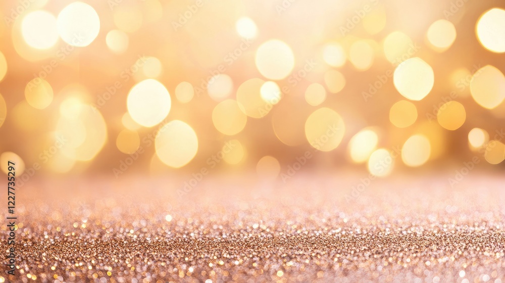 Aufkleber elegant gold bokeh lights abstract background with glittering effects for desktop hero banner and co