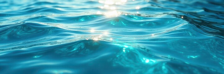 Obraz premium Azure water, shimmering highlights, gentle undulation, wave, image, background
