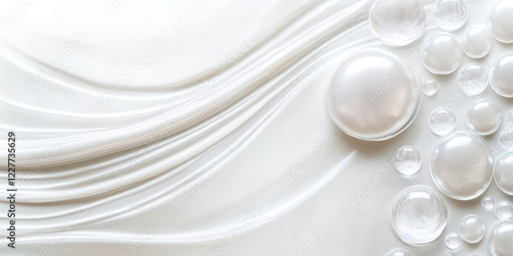 Poster elegant circular pearl surface texture with flowing waves and empty space for text promotions