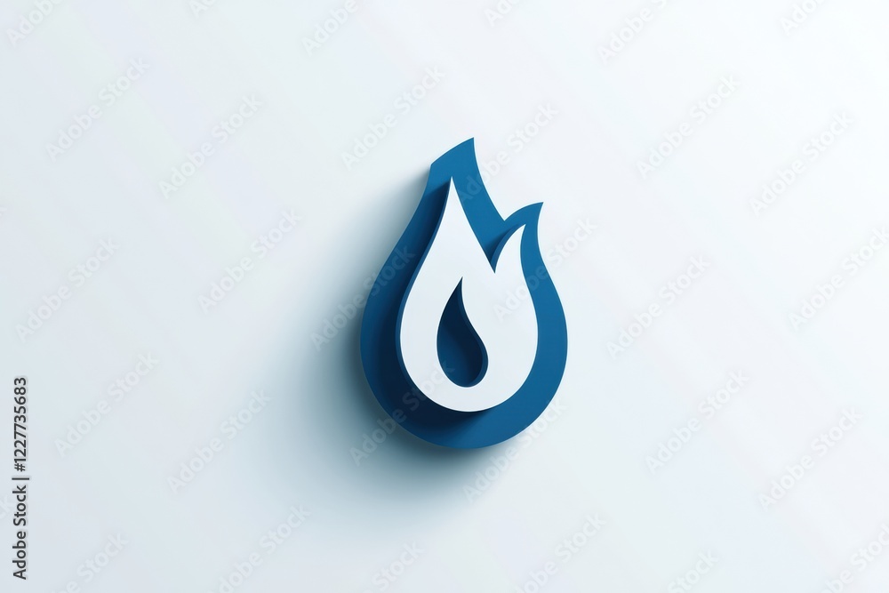Poster Flame icon in a sleek design featuring shades of blue and white against a minimal background. Generative AI
