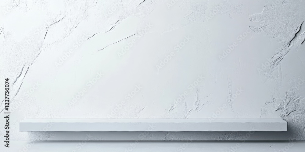 Poster elegant white wall texture with minimalist computer desk mockup ideal for presenting text or visuals