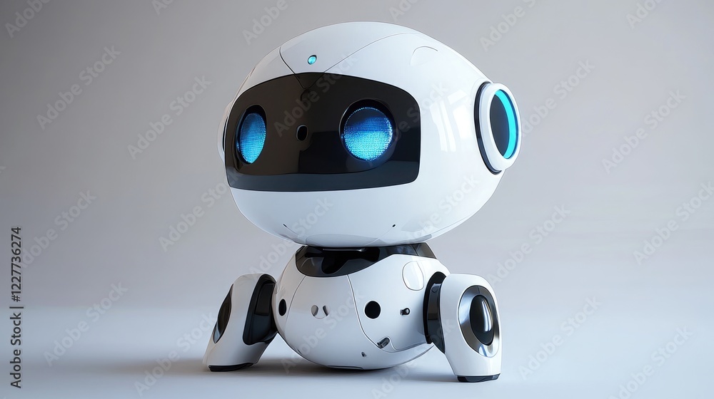 Poster modern robot demonstrating cutting-edge artificial intelligence and playful design