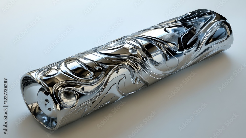 Poster intricate chrome liquid texture showcasing sleek cyberpunk design with reflective surface and dynami