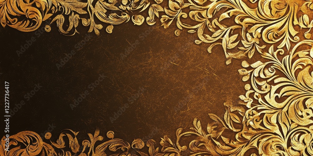 Aufkleber elegant gold foil decorative background with intricate floral patterns and ample space for personali