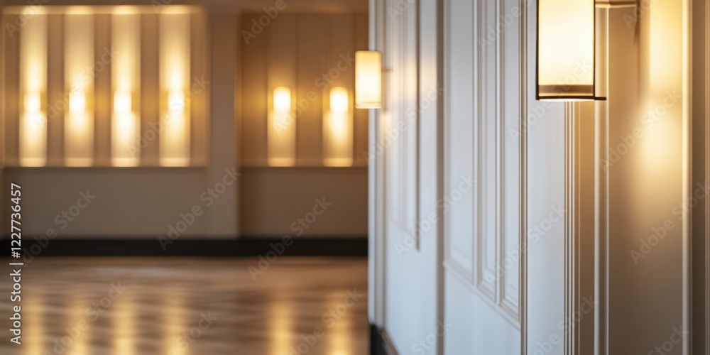 Poster elegant interior design featuring stylish lighting fixtures and spacious area ideal for adding custo