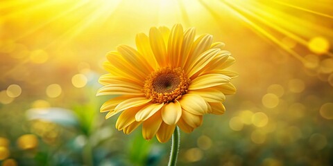 Fototapeta premium Cheerful Yellow Daisy Sticker: Aerial View of a Single Daisy on a Bright Background for Crafts & Notes