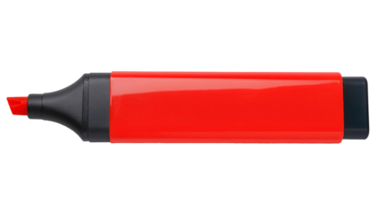red highlighter pen with chisel tip for marking and highlighting, bold fluorescent color, isolated background
