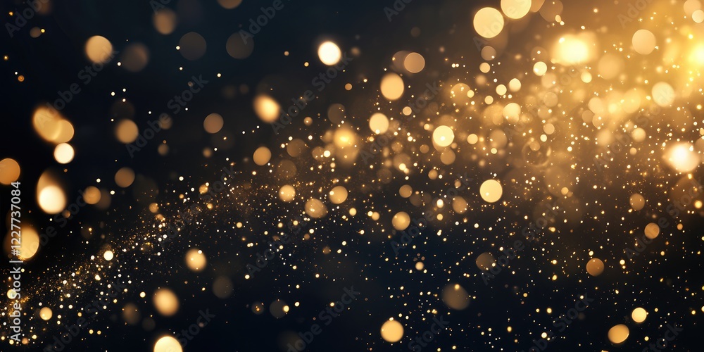 Poster modern holiday backdrop with elegant gold bokeh on dark background featuring ample copy space for fe