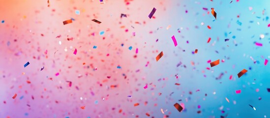 Naklejka premium Friends Having Fun at a Celebration Surrounded by Colorful Confetti with Space for Custom Text or Message
