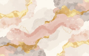 Abstract Watercolor Background with Gold Foil Texture Elegant Blush Pink Gray and Gold Tones