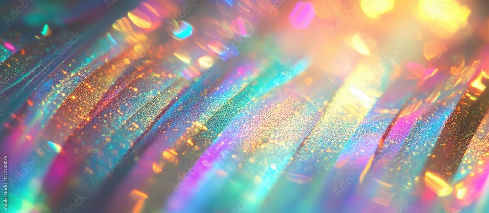 Aufkleber vibrant holographic glitter background with colorful iridescent rays and blurred effect ideal for cr