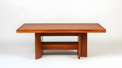 77. A wooden coffee table with a rectangular top and clean lines, placed against a white background
