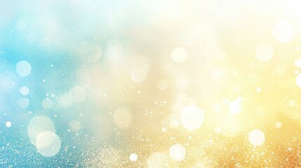 Abstract Wallpaper with Gold Bokeh Lights Glittering Effects and Soft Blue Background Ideal for Desktop Hero Banner and Text Overlay